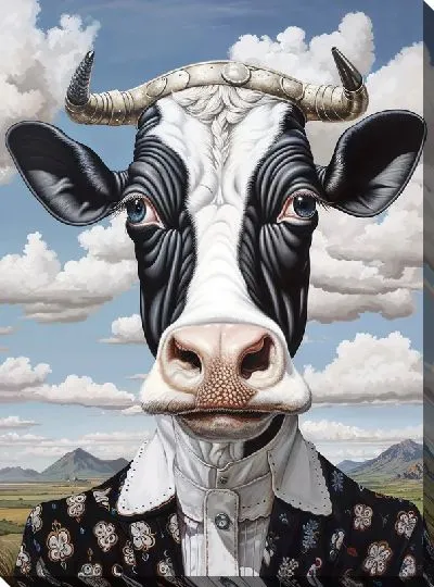 Картина маслом Корова в стиле арт №18