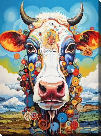 Картина маслом Корова в стиле арт №21