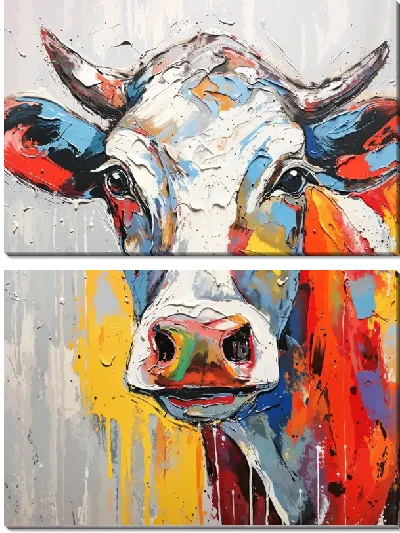Модульная картина Корова в стиле арт №22