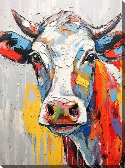 Картина маслом Корова в стиле арт №22