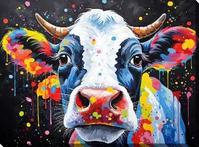Картина маслом Корова в стиле арт №23