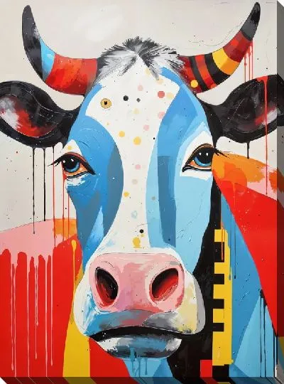 Картина маслом Корова в стиле арт №27