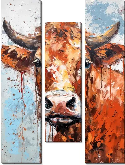 Модульная картина Корова в стиле арт №28