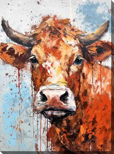 Картина маслом Корова в стиле арт №28