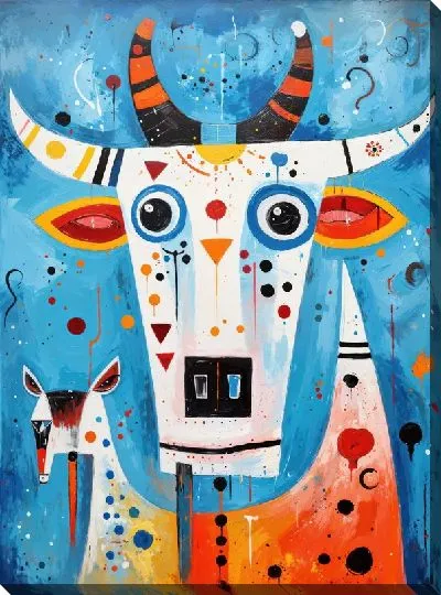 Картина маслом Корова в стиле арт №29