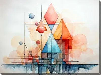 Картина маслом Треугольники в стиле арт №12