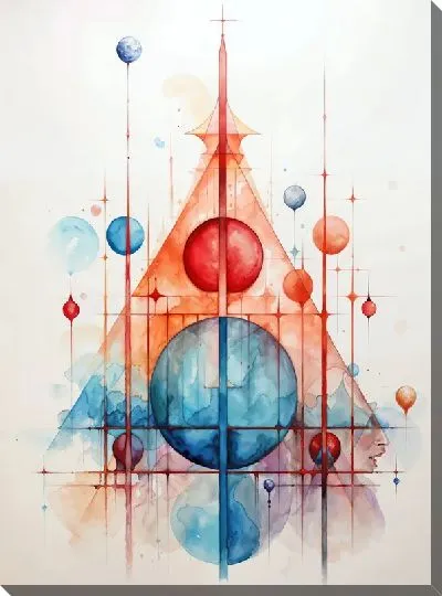 Картина маслом Треугольники в стиле арт №18