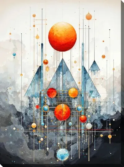 Картина маслом Треугольники в стиле арт №20