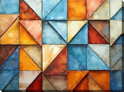 Картина маслом Треугольники в стиле арт №22