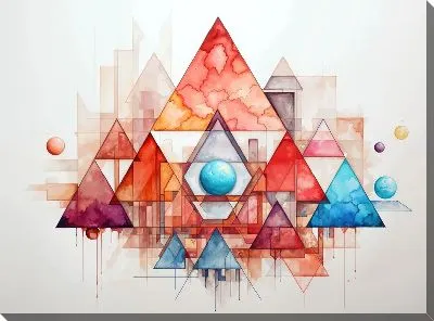Картина маслом Треугольники в стиле арт №25