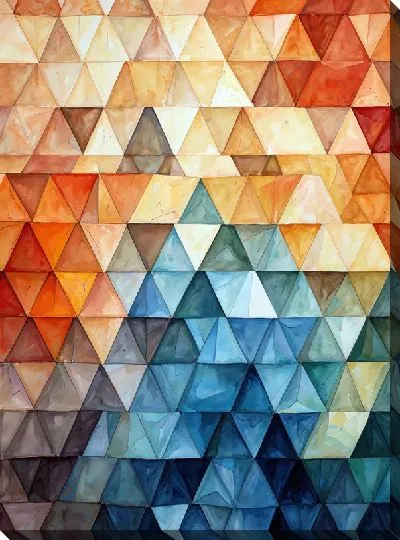 Картина маслом Треугольники в стиле арт №28