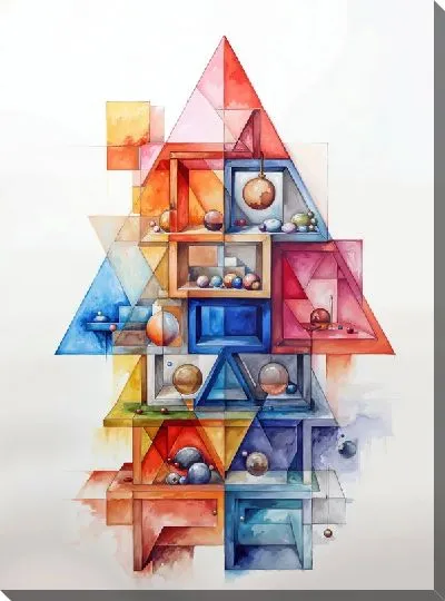 Картина маслом Треугольники в стиле арт №30