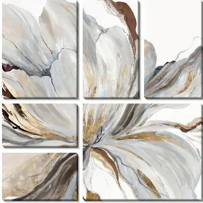 Бело-золотой цветок на белом фоне