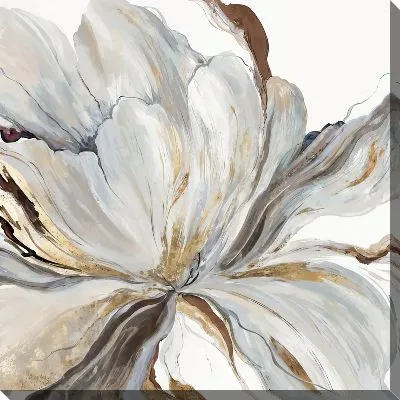 Бело-золотой цветок на белом фоне