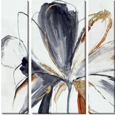Модульная картина Макро цветка с золотыми включениями