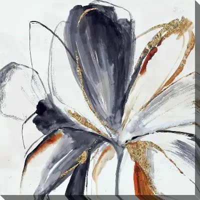 Картина маслом Макро цветка с золотыми включениями