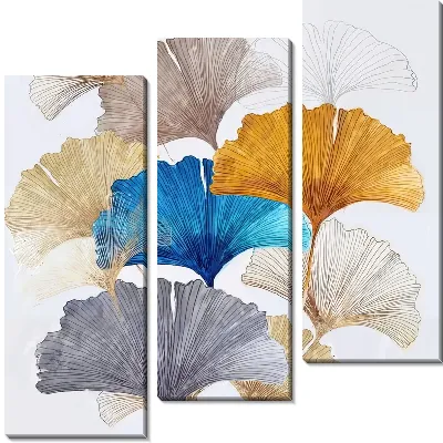 Модульная картина Цветочная композиция с золотыми цветами