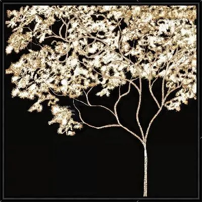 Картина Золотое дерево на черном фоне №3