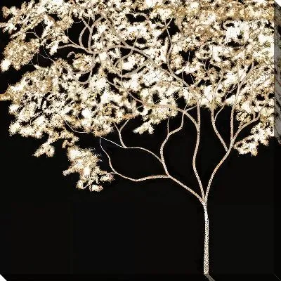 Картина маслом Золотое дерево на черном фоне №3