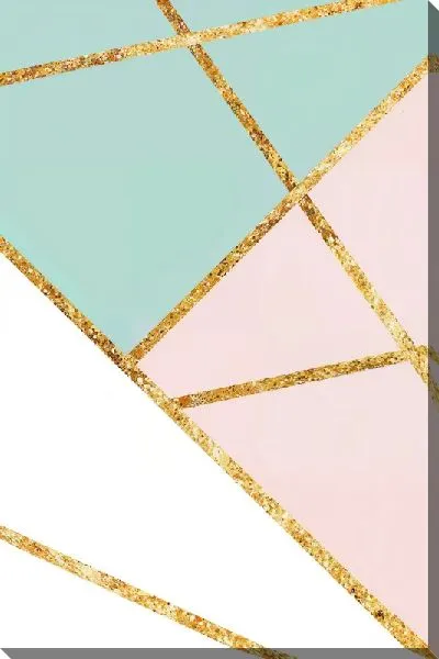 Картина маслом Геометрия с золотыми линиями