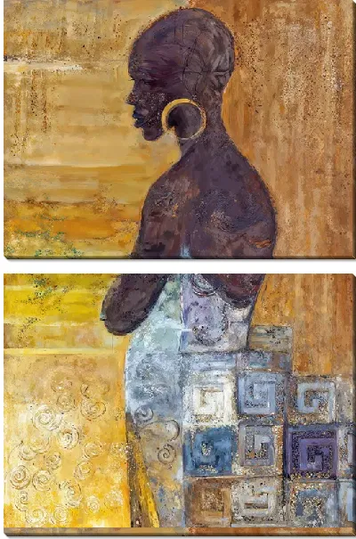 Модульная картина Африканка с золотыми сережками