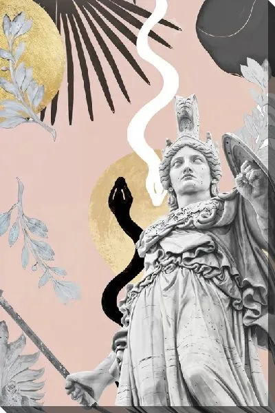 Постер Коллаж со статуей и змеёй