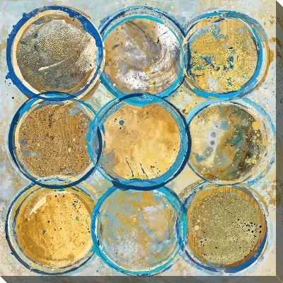 Картина маслом 9 позолоченных кругов