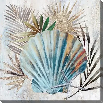Картина маслом Раковина и тропические листья