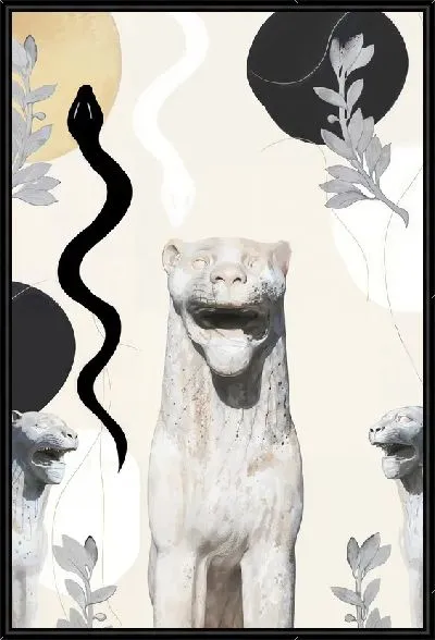 Картина Скульптура и змея в стиле коллаж