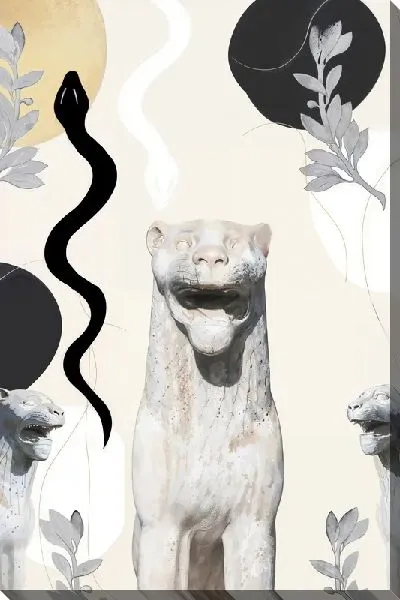 Постер Скульптура и змея в стиле коллаж