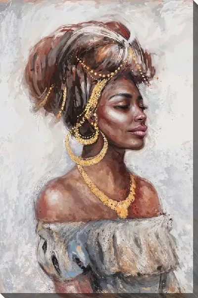 Постер Африканка с золотыми украшениями №2