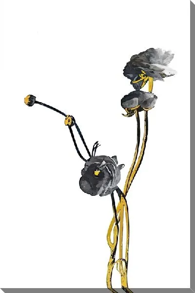 Картина маслом Три стебля с цветками