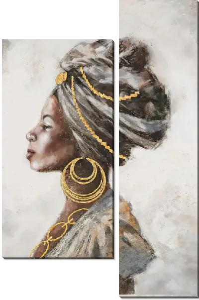 Модульная картина Африканка с золотыми украшениями №21