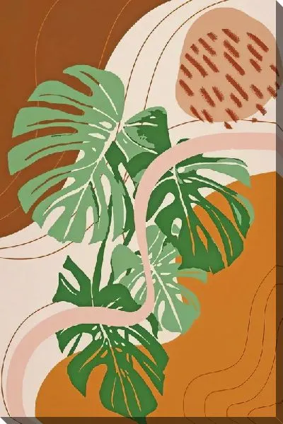 Картина маслом Тропические листья №118