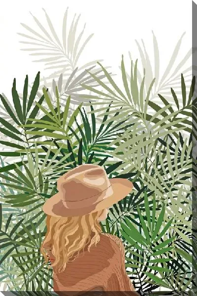 Картина маслом Тропические листья №126