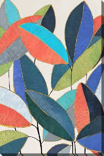 Картина маслом Тропические листья №130