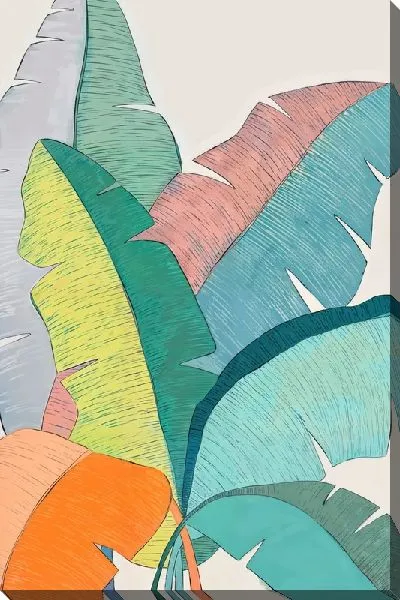 Картина маслом Тропические листья №137