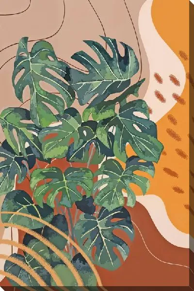 Картина маслом Тропические листья №138