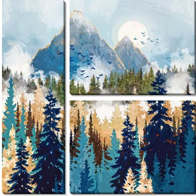 Золотые деревья в лесу на фоне гор