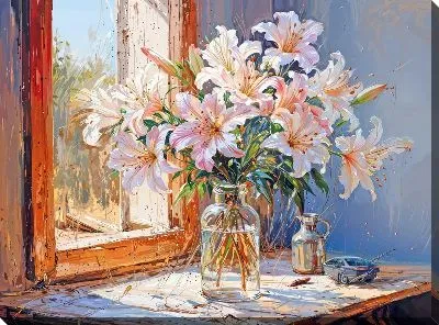 Картина маслом Лилии №301