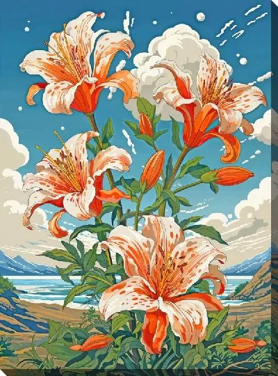 Картина маслом Лилии №302