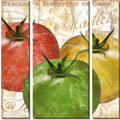 Модульная картина Три томата винтаж №2
