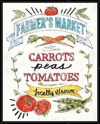 Картина Фермерский магазин морковь и томаты