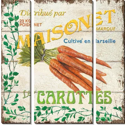 Модульная картина Морковь в стиле винтаж №2