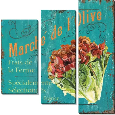 Модульная картина Салатный листья винтаж