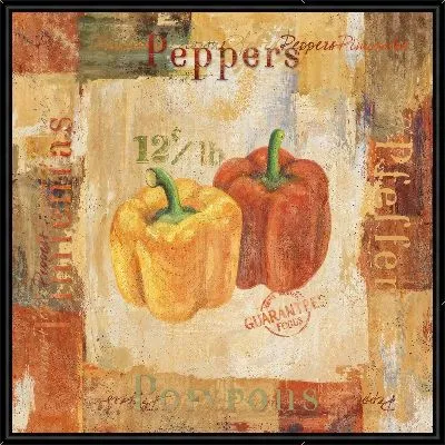 Картина Желтый и красный перцы в стиле винтаж