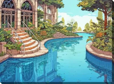 Картина маслом Бассейн №379