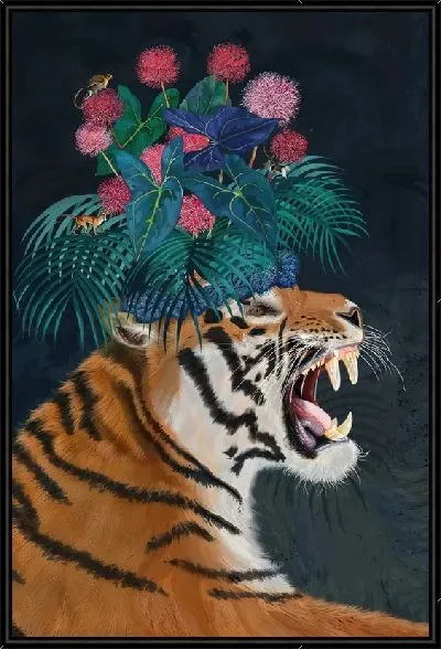 Картина Тигр с цветами №65