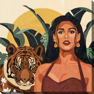 Картина маслом Листья тропические №114