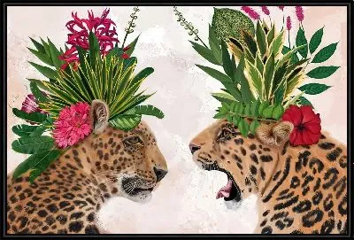 Картина Листья тропические и леопарды №115